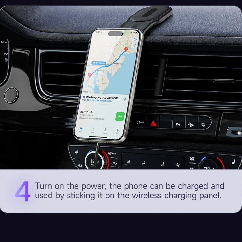 Magnetic Car Phone Holder & 15W Wireless Charger for iPhone 15-12, Samsung S23