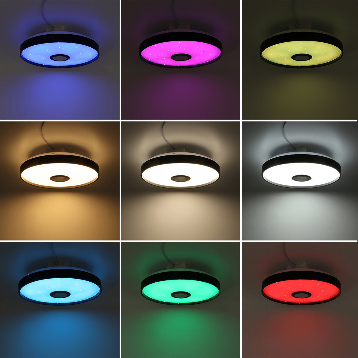 124LED Black Music RGB Ceiling Lamp - Smart WiFi & Bluetooth Control with APP & Remote