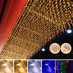 10M 100LED Window Curtain String Lights - White, Warm White, Colorful, Yellow, Blue - Holiday Christmas Decor