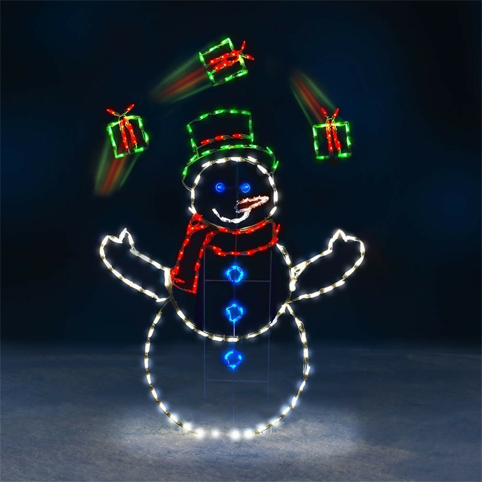 Fun Animated Snowball Fight Light String Frame - Christmas Outdoor Garden Decor, Holiday Party Glowing Sign