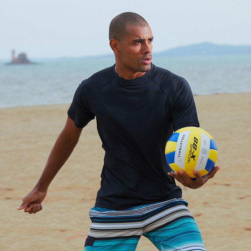 Herren Sommer Surfen Atmungsaktiv Rundhals Kurzarm Bademode Tops