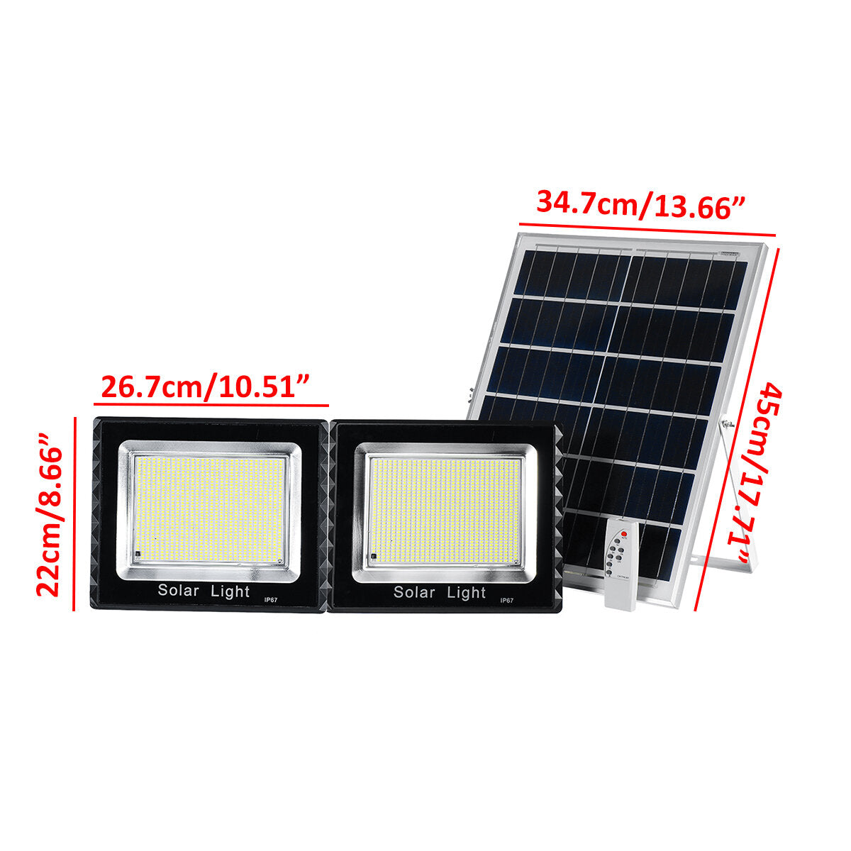 1976LED Solar Street Floodlight Garden Spotlight Outdoor Lamp with Remote Control