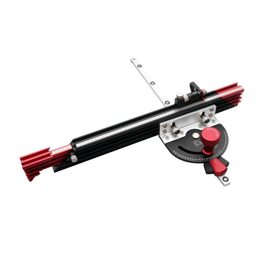 Table Saw Miter Gauge with 890mm Extendable Fence, 27 Angle Stops, Micro-Adjustable Flip Stop, and Brass Handle