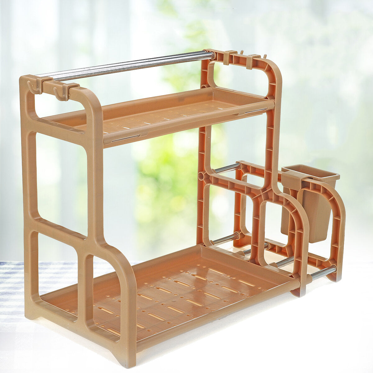 2-Tier Kitchen Storage Rack Shelf | Multi-functional Standing Organizer Shelving Unit