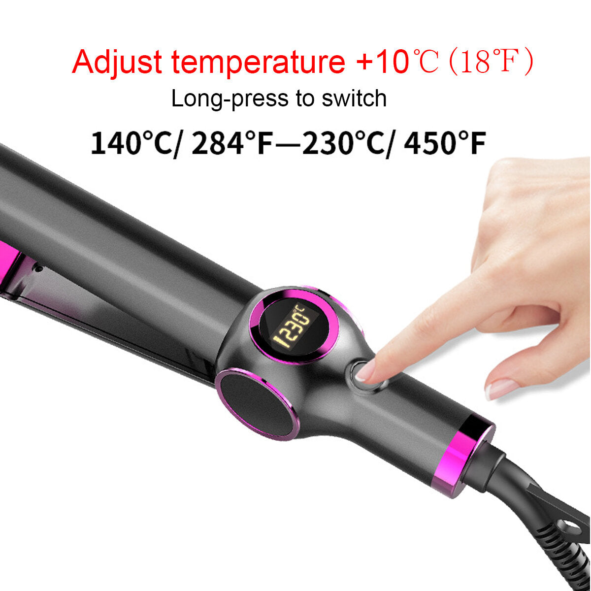 2-in-1 Professional Hair Straightener and Curler with Ceramic Plates for Styling