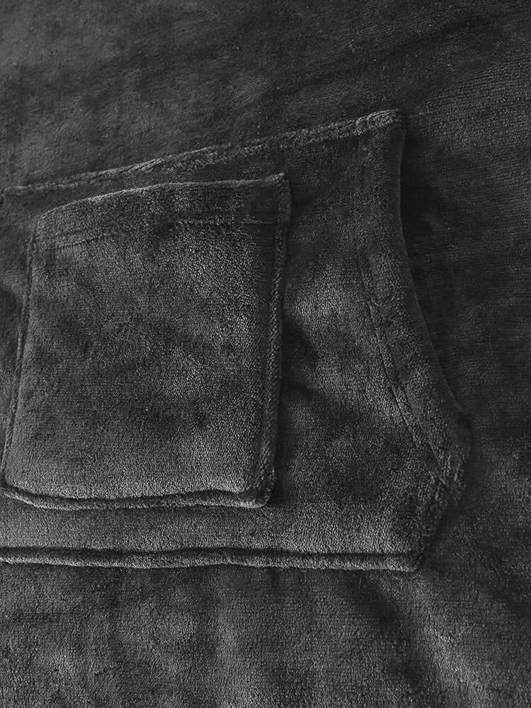 Dicker Flanell-Kapuzenpullover für Herren mit Doppeltaschen - Locker sitzender Hausmantel
