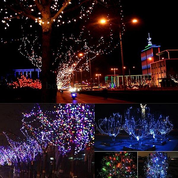 10M 100 LED Solar Powered Copper Wire Fairy Lights with 2m Down-lead