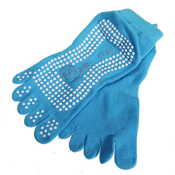 Non-Slip Full Toe Grip Elastic Cotton Yoga Socks with Silicone Massage Dots - 5 Colors