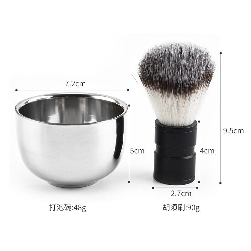 Stainless Steel Shaving Bowl Set: Razor Cup, Shave Brush, Soap Mug for Male Face Cleaning - Silver, NEW