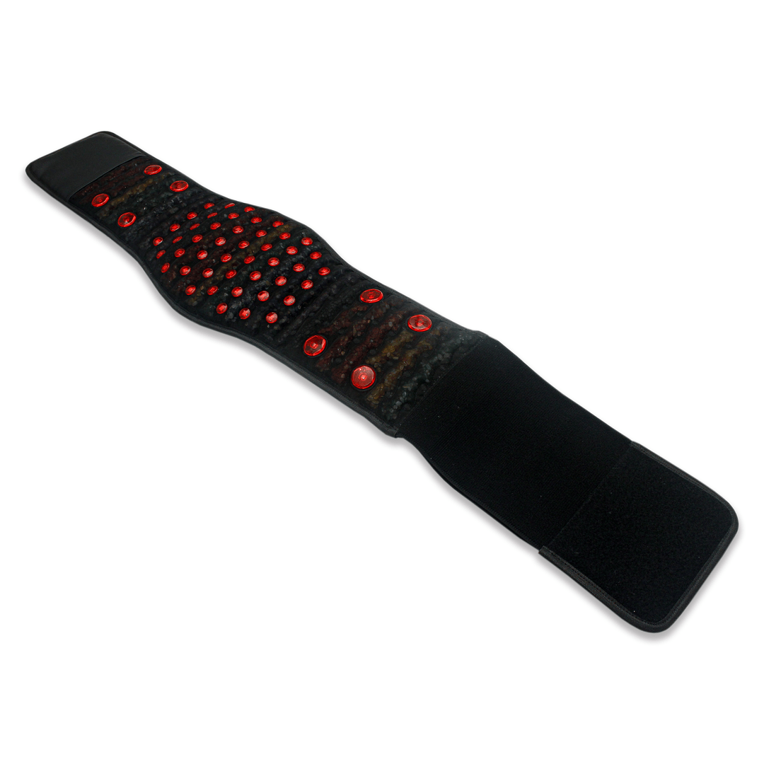 PEMF Infrared Waist Wrap Belt 24x140cm | Amethyst & 8 Crystal Gemstones | 54-LED Red Light 660nm/850nm | Heating Back Massage Belt