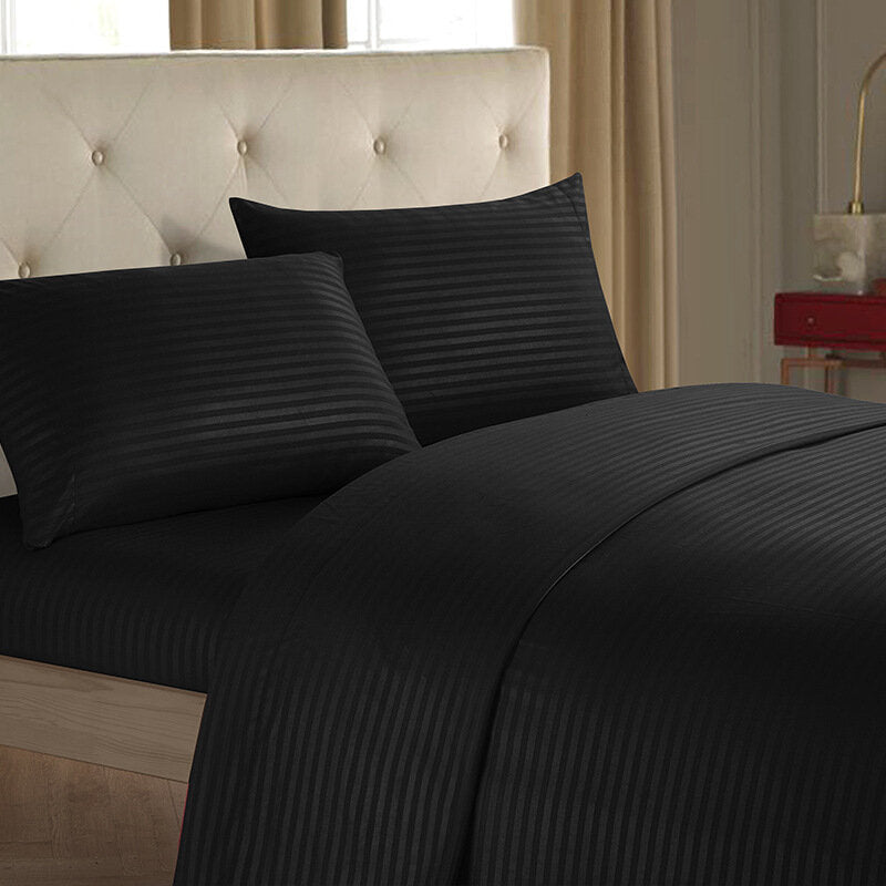 Nordic Black White Striped Microfiber Bedding Set - Men & Women Bed Linen, Bed Sheet & Pillow