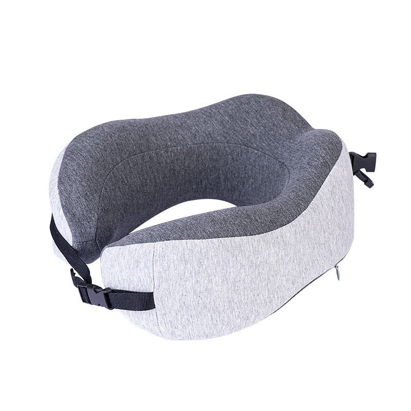 Adjustable U-Shaped Memory Foam Travel Neck Pillow for Office and Nap - 50D Support