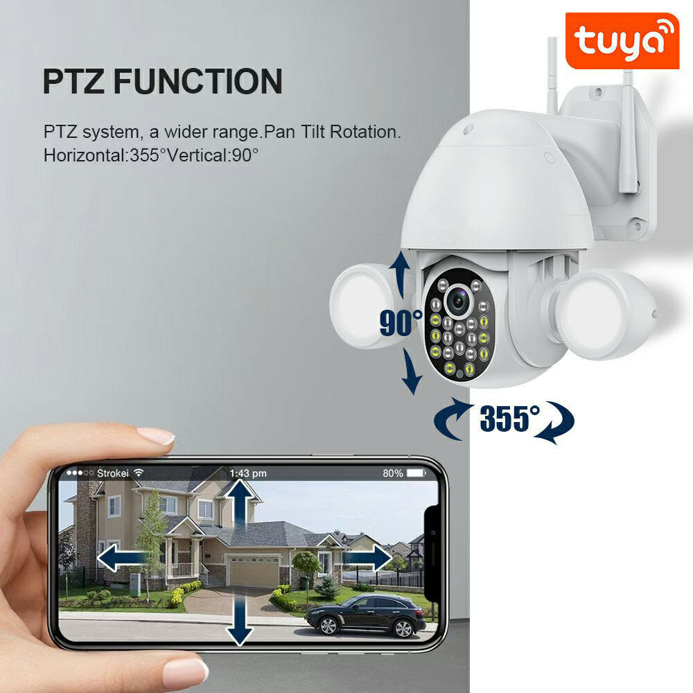 HD 1080P WiFi IP Camera 3MP, IP66 Waterproof, Full Color Night Vision, Motion Sensor, Video Control, 2.4G WiFi