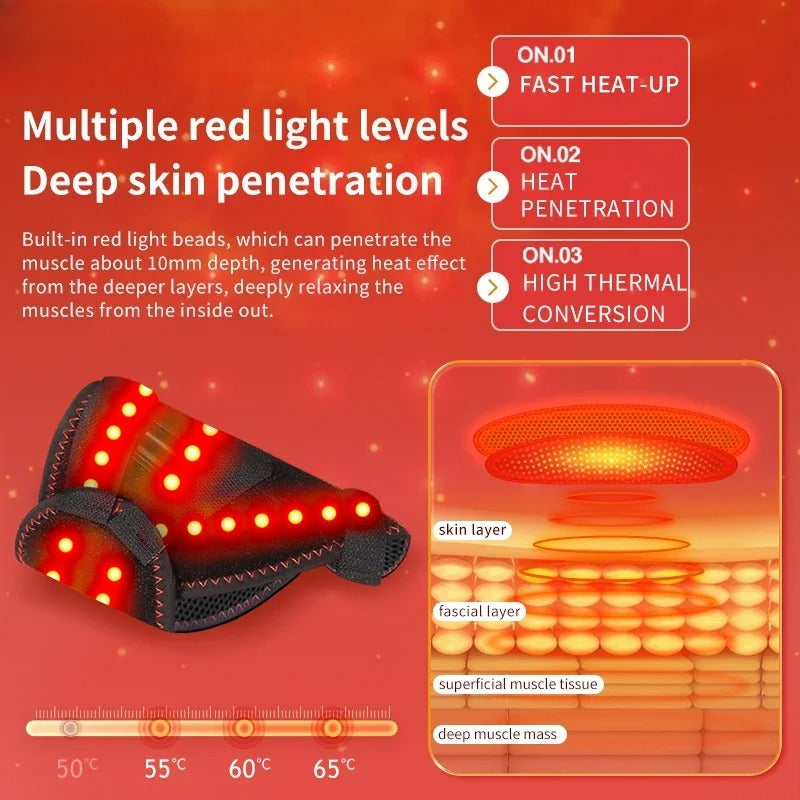 Red Light Therapy Heated Foot Pad with Vibration Massage, 3-Level Infrared Heat Wrap for Foot & Toe Joint Pain Relief
