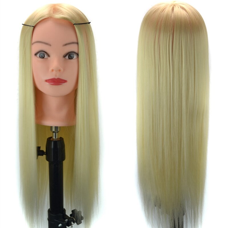 High-Temperature Fiber Hair Training Mannequin Head with Clamp for Salon Braiding Practice