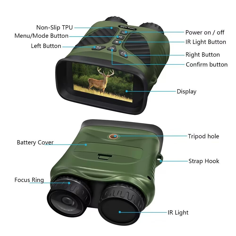 2.5k Night Vision Binocular Telescope with 8x HD Zoom and Multilingual Support