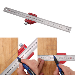 Adjustable 45/90 Degree Line Scribe Ruler for Woodworking - 300mm Marking Tool