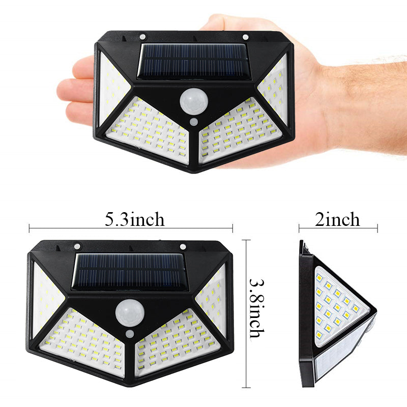 2/4Pcs 100 LED Solar Power Waterproof PIR Motion Sensor Outdoor Garden Light