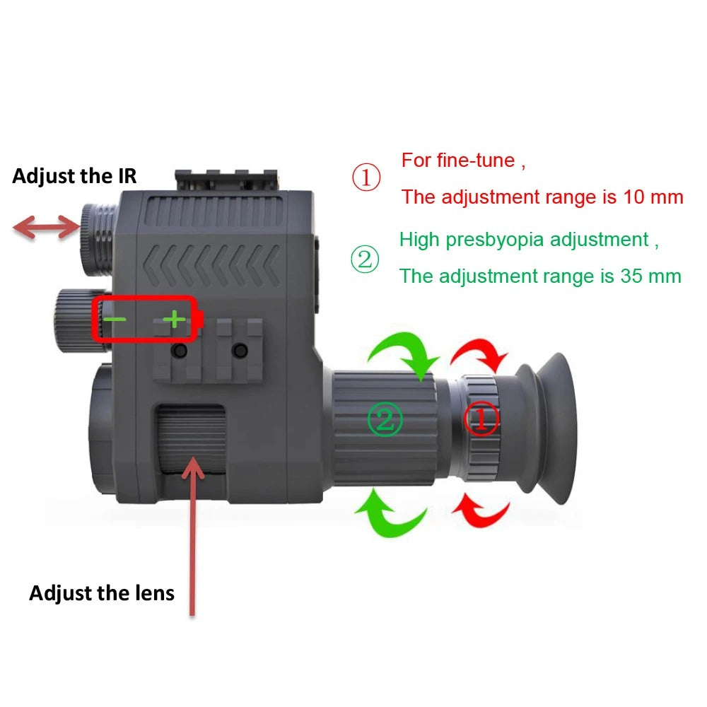 Digital Laser Infrared Night Vision Monocular 100-400M 1080P 2MP Photo & Video Recording