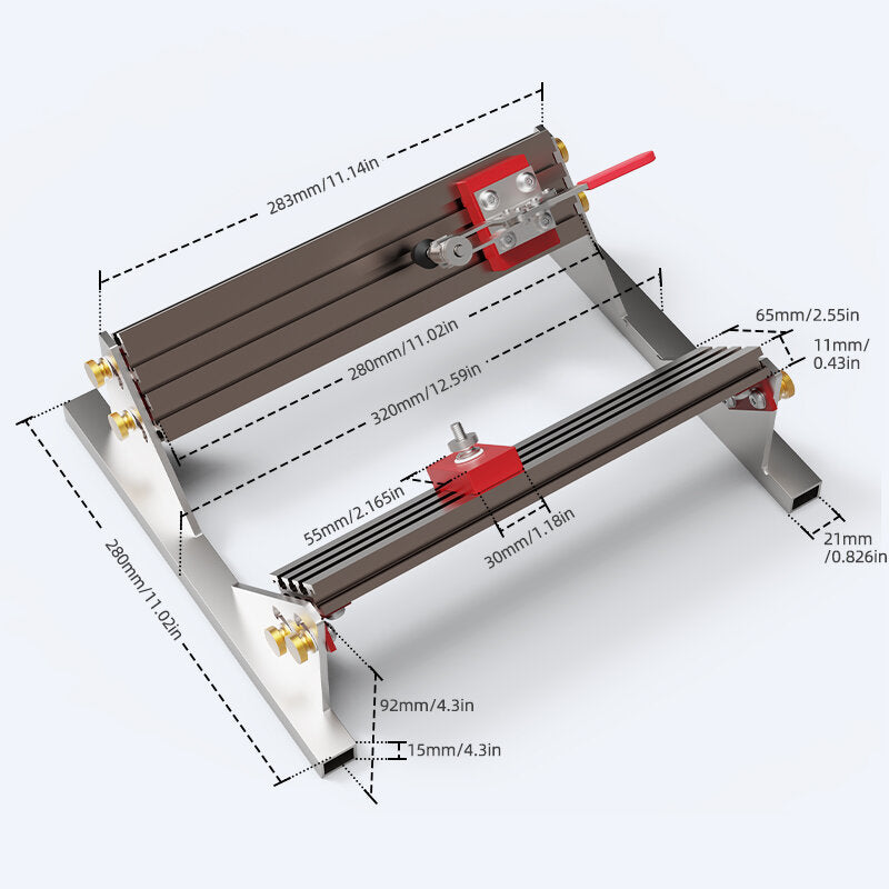 Einstellbare Aluminium-Spline-Vorrichtung für Tischkreissäge und Oberfräse, Größe 1/2"-16", inkl. 4 Flip Stops