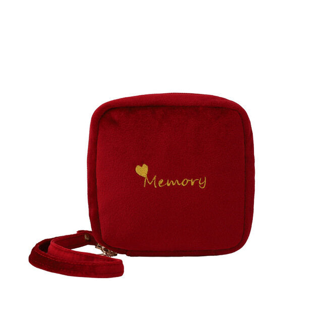 Portable Velvet Cosmetic Bag - Waterproof, Multifunctional Makeup & Sanitary Bag for Women