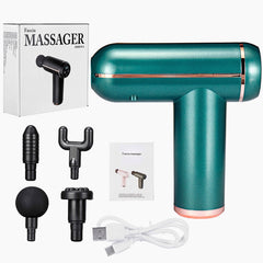 6-Speed Electric Percussion Massage Gun - Deep Tissue Muscle Relaxation & Pain Relief Therapy with 4 Heads