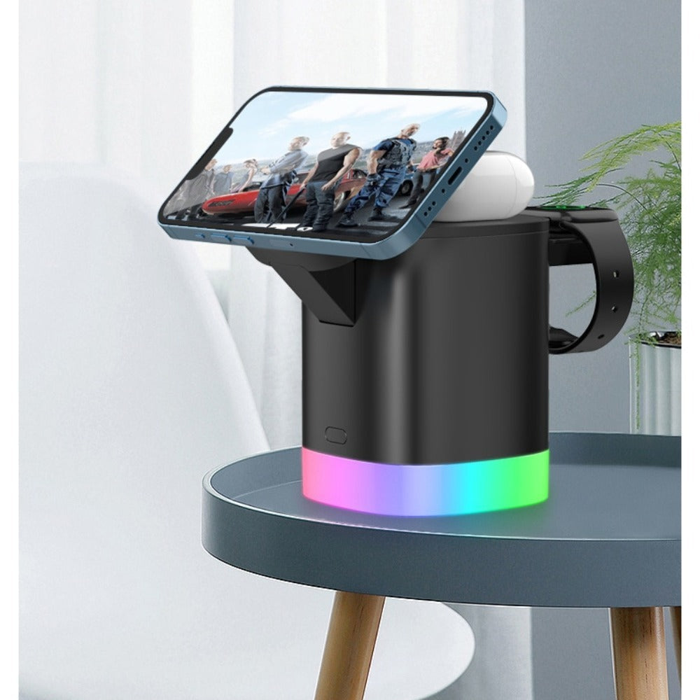 Fast Wireless Charger Dock for iPhone 12-14, AirPods, Apple Watch, and Qi-Enabled Devices