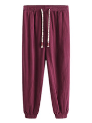 Men's Solid Color Loose Cotton Linen Casual Pants - New Arrival