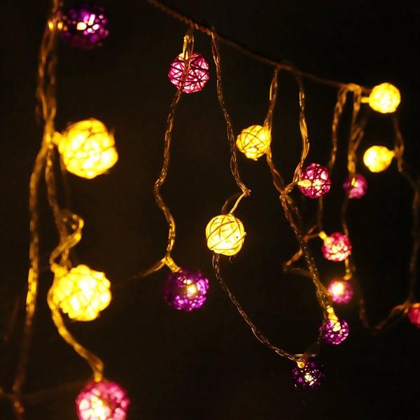 20 LED Rattan Ball String Lights for Home, Garden, Fairy Lamp, Xmas, Wedding, Party Decor