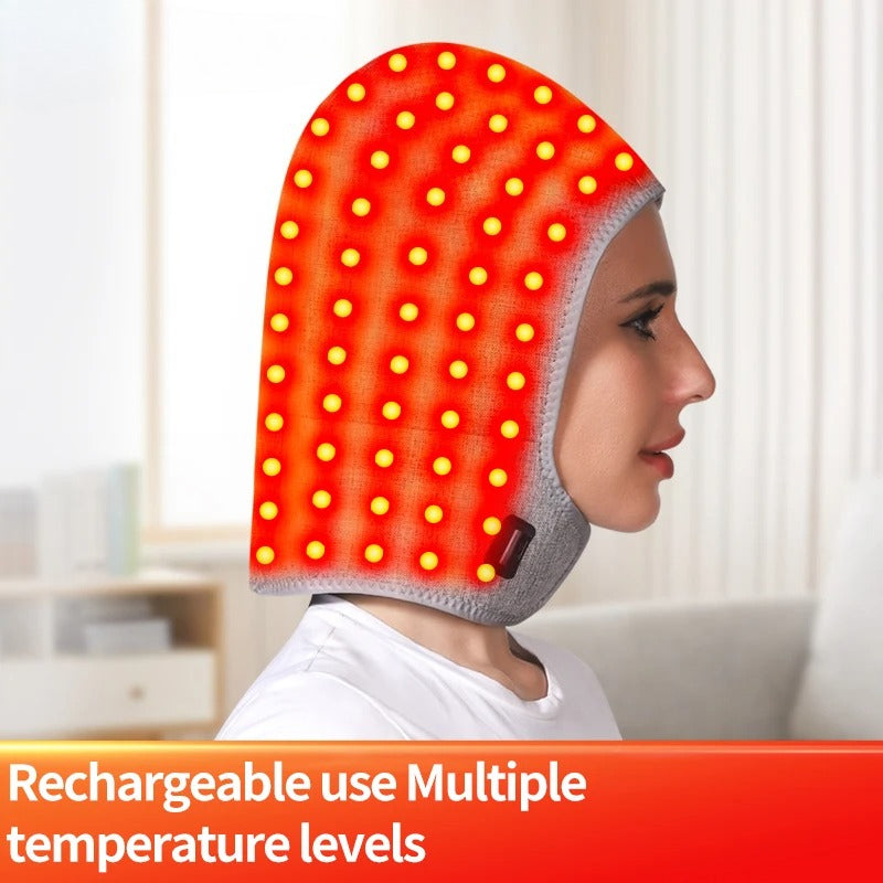 Red Light Therapy Heating Hat for Head & Neck, 65°C Infrared Heated Wrap for Migraine, Stress & Cervical Pain Relief