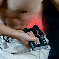 LCD Electric Fascia Massage Gun - 32 Intensity Levels, 4 Heat Settings, Rechargeable, Deep Muscle Therapy, 4 Massage Heads