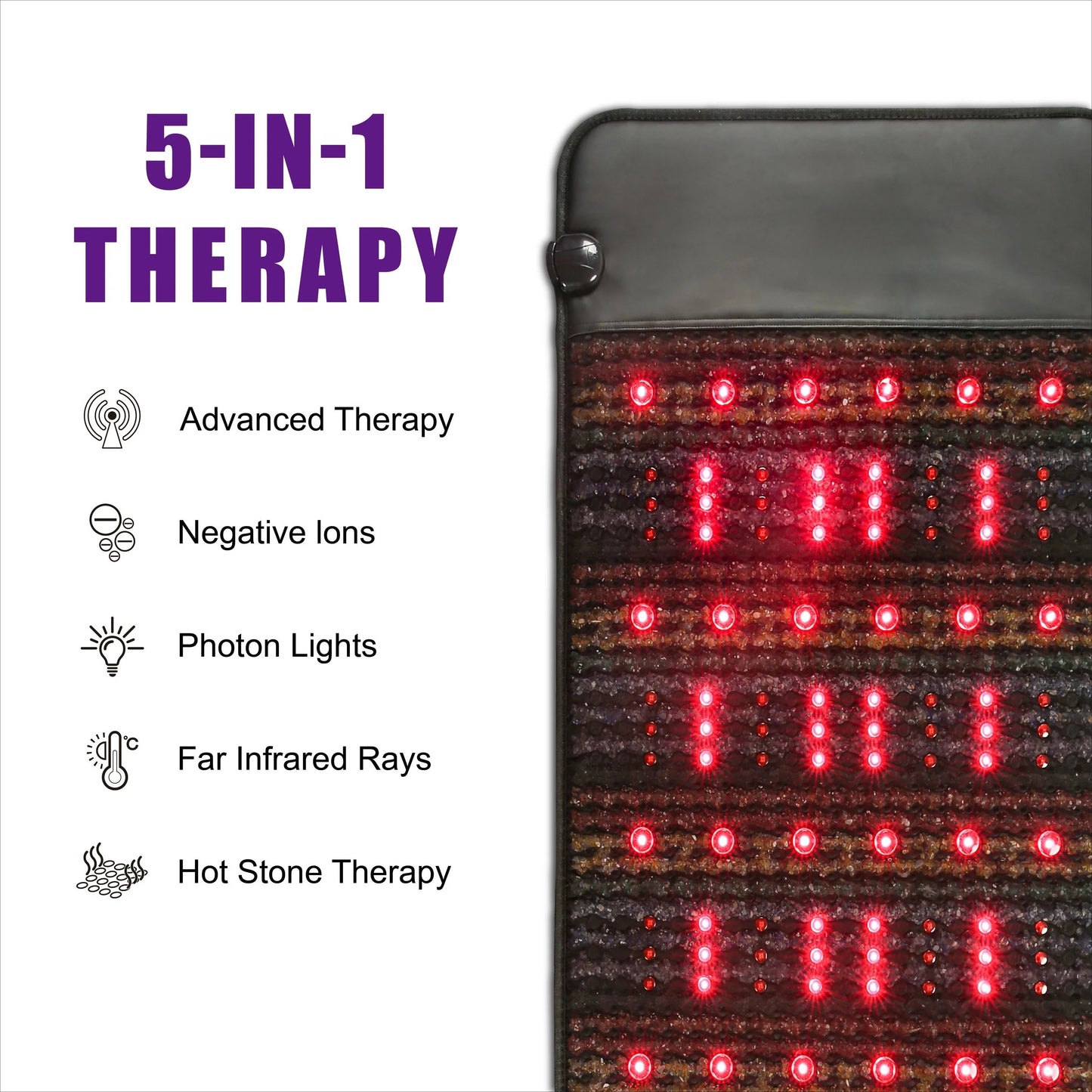 Full-Body PEMF FIR Infrared Heating Mat | Crystal Amethyst Therapy | Photon Red Light Mattress - XL (80x190cm)