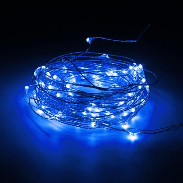 10M 100 LED Waterproof Silver Wire Fairy String Lights with Adapter for Xmas