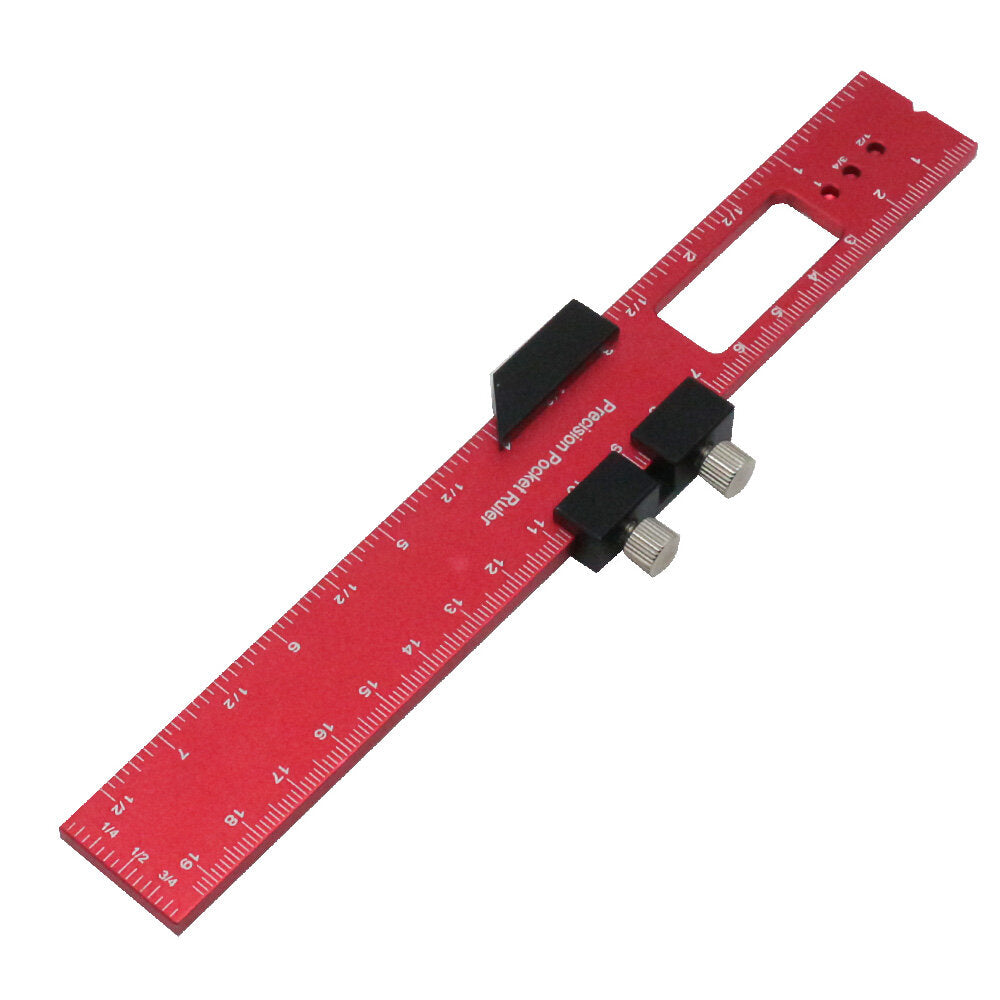 Precision Woodworking Ruler with T-Track Slide Stops - Inch & Metric