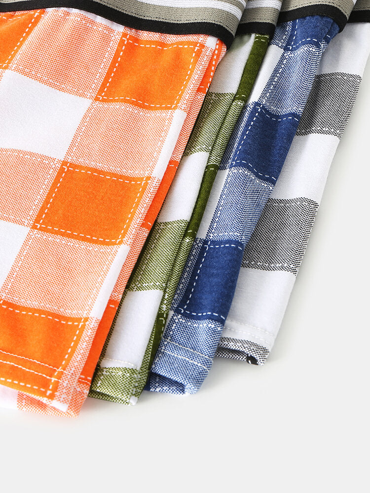 Atmungsaktive Boxershorts für Herren aus Baumwolle mit mittelhohem Bund und Karomuster