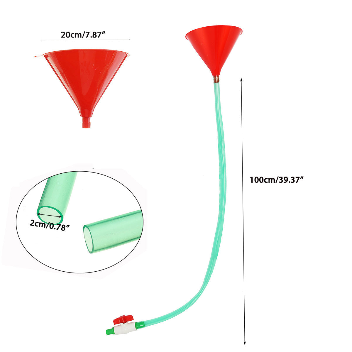 1M Beer Bong Funnel with Valve - 3.2Ft Tube for Party Games and Bar Drinking