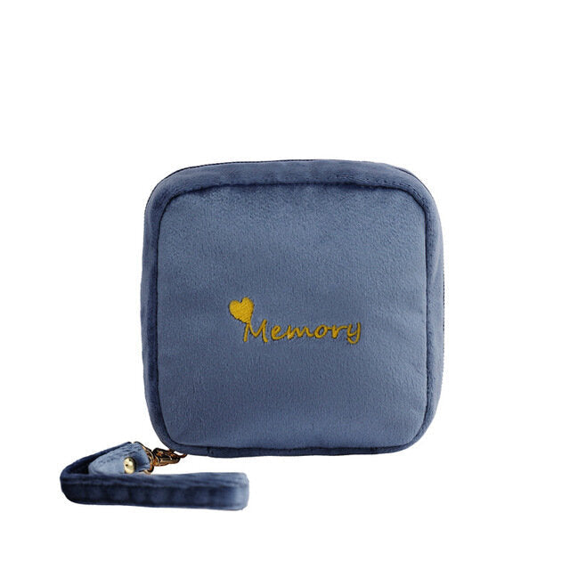 Portable Velvet Cosmetic Bag - Waterproof, Multifunctional Makeup & Sanitary Bag for Women