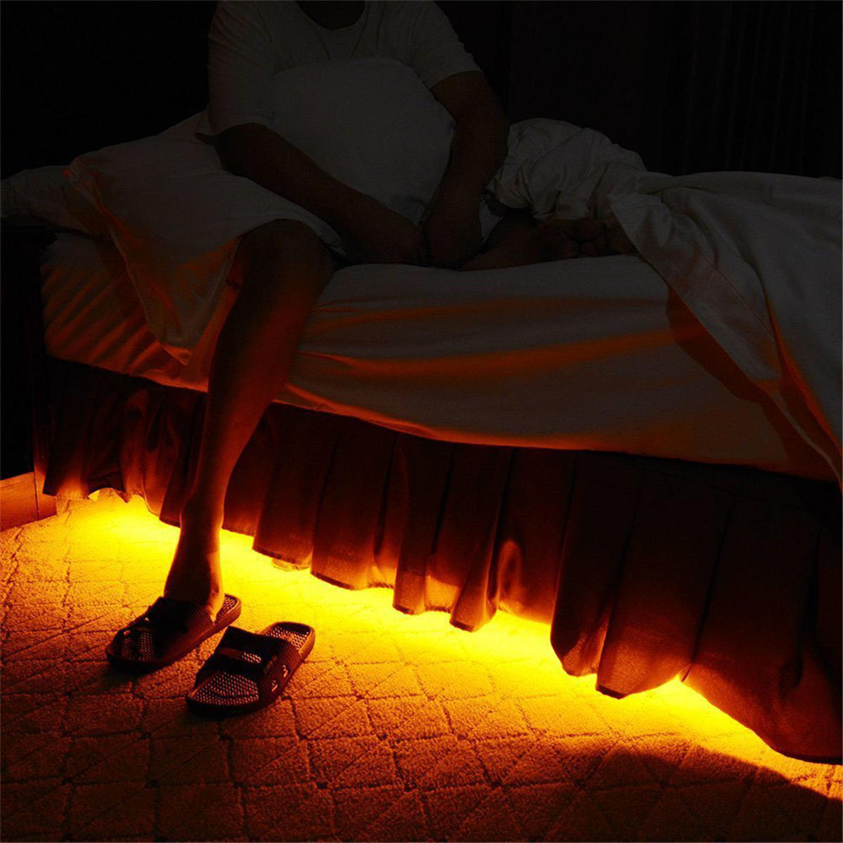 Motion Activated LED Strip Light Bed Night Lamp, Flexible, 1.5M/3M, EU Plug, DC12V, with Switch