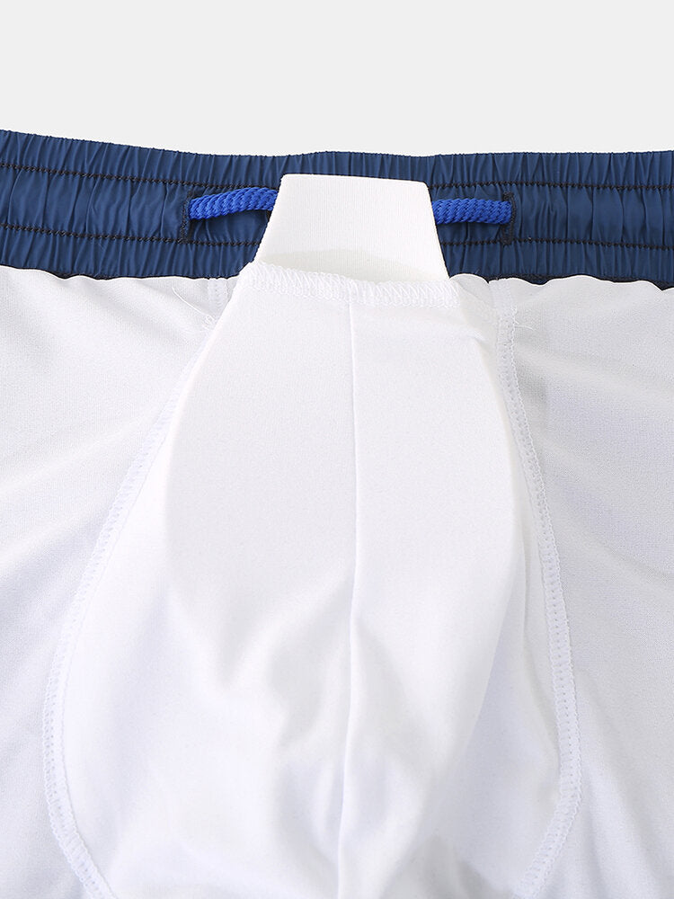 Schnelltrocknende, einfarbige Strand-Boardshorts für Herren mit Kompressionsfutter und Kordelzug