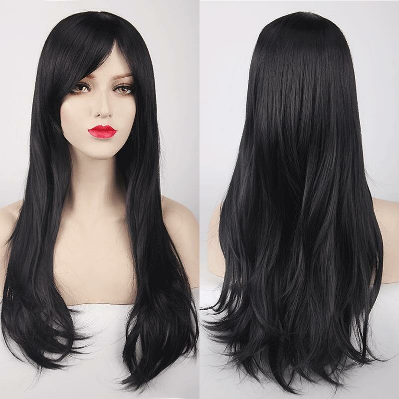 70CM Long Dark Purple Synthetic Cosplay Wig - High Temperature Fiber Hair Extensions for Women