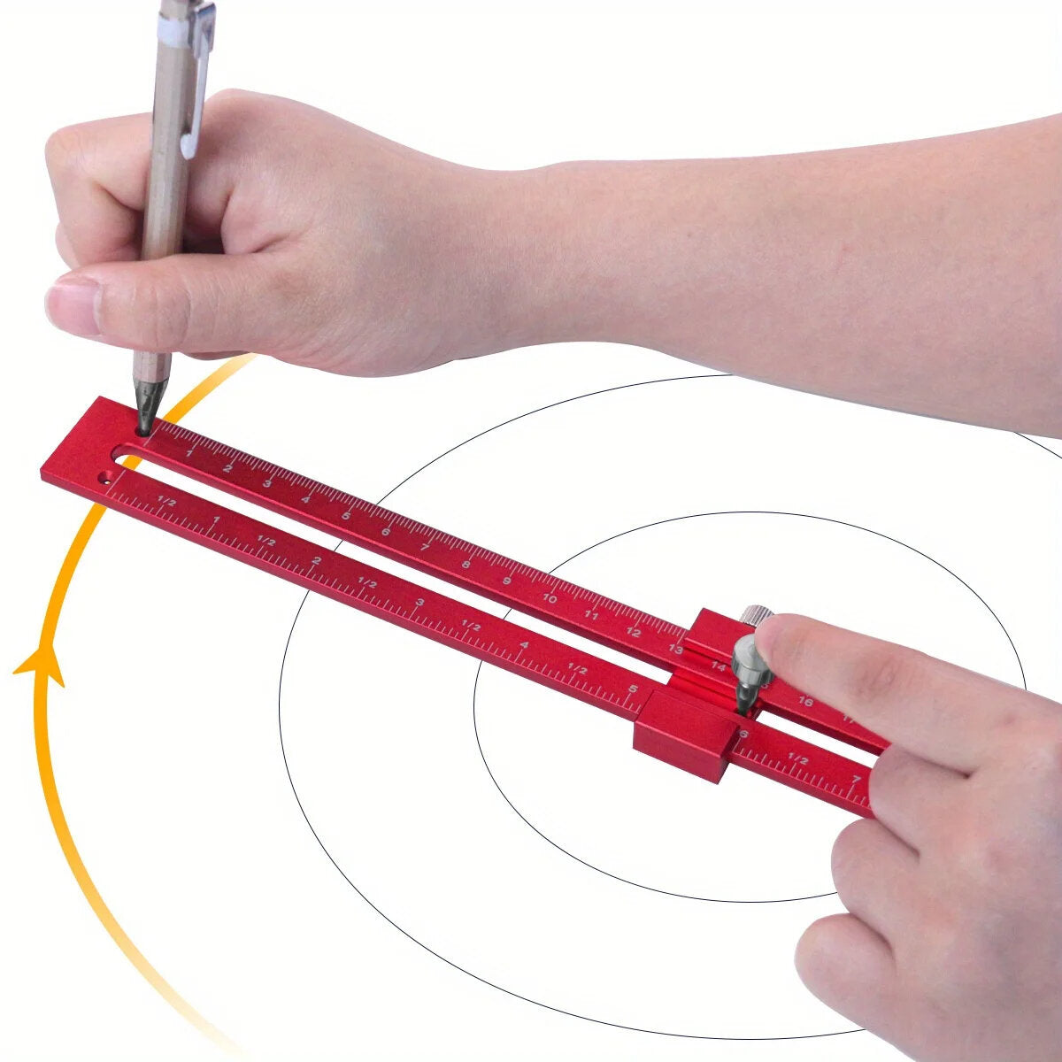Adjustable 300mm Woodworking Ruler with Slide Stops - Metric & Inch Scale