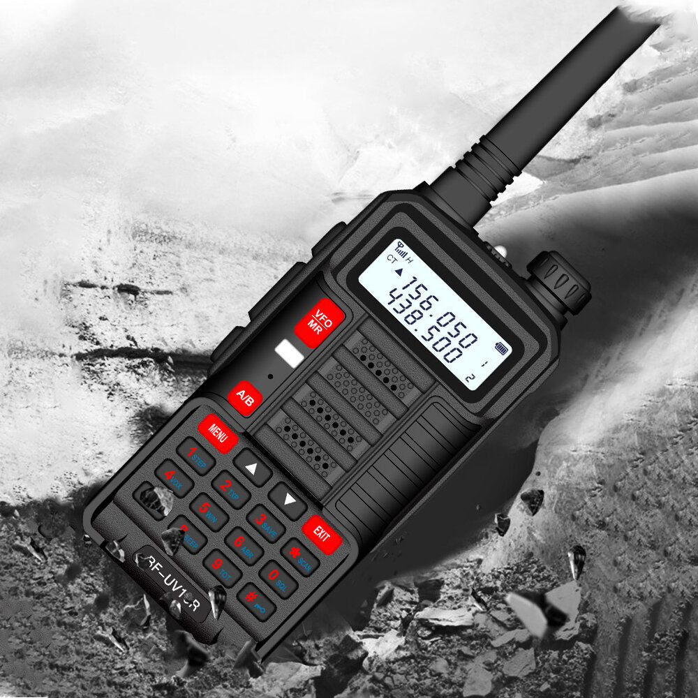 10W 4800mAh Dual Band Handheld Radio - 128 Channels, LED Flashlight, USB Rechargeable, Black Walkie Talkie for Outdoor Hiking