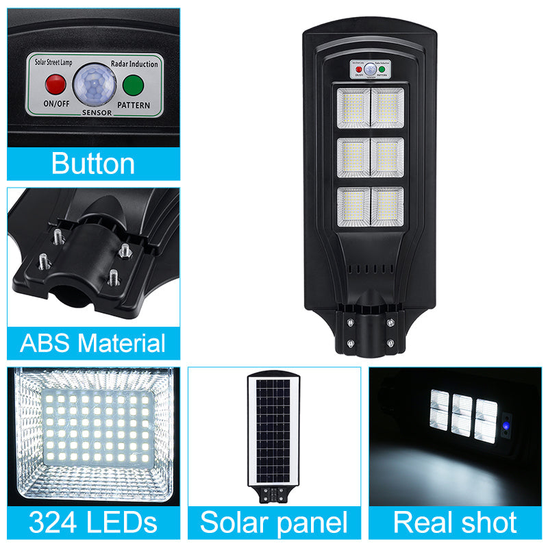 108/216/324 LED Solar Street Light with Motion Sensor and Remote Controller for Garden Wall Lamp