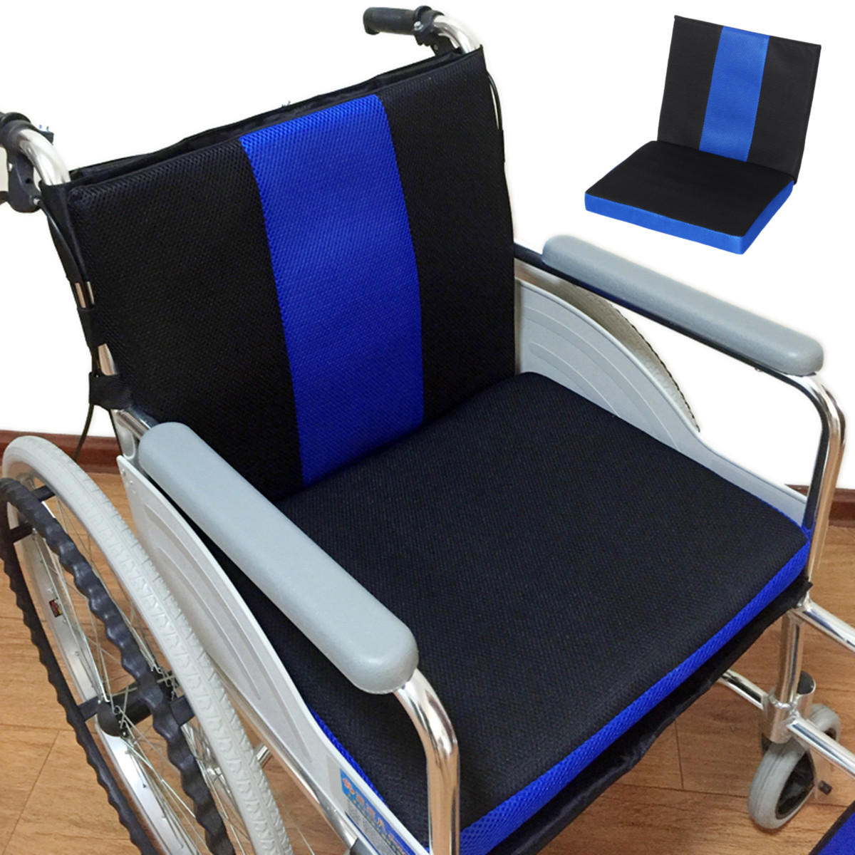 45x41x5cm Chair Wheelchair Seat Cushion - 3D Net Cloth, Sponge Back Support, Pain Relief for Office Seats