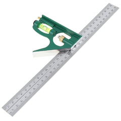 12" 300mm Adjustable Combination Square Ruler 45/90 Degree with Bubble Level - Multi-functional Measuring Tool