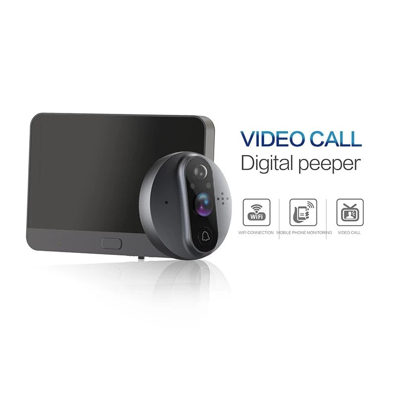 4.3" HD Smart WiFi Video Doorbell with PIR Detection, 160 Degree Wide Angle, IR Night Vision, Home Security Camera