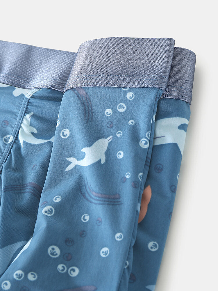 Atmungsaktive Skinny Fit-Boxershorts für Herren mit lustigem Cartoon-Print und U-konvexem Beutel