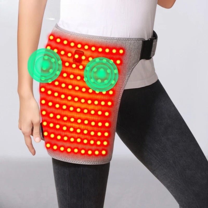 Red Light Therapy Heating Hip Pad, Vibration Massage Wrap for Sciatica Relief, Groin & Thigh Pain Recovery (45-65°C)