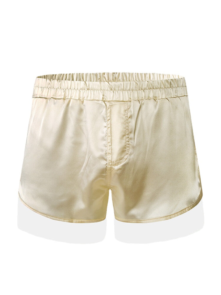 Einfarbige Seiden-Boxershorts für Herren – atmungsaktiv, leicht, elastischer Bund, lockere Passform
