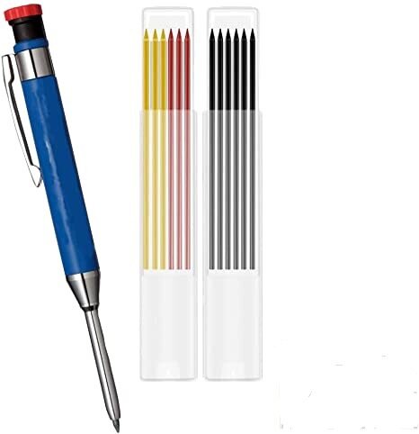 Solid Carpenter Pencil Set with Refills for Deep Hole Marking